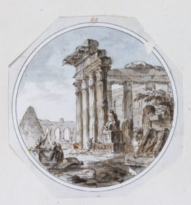 Clerisseau (attributed), capriccio, c.1755-57, Soane Museum Adam volume 56/69